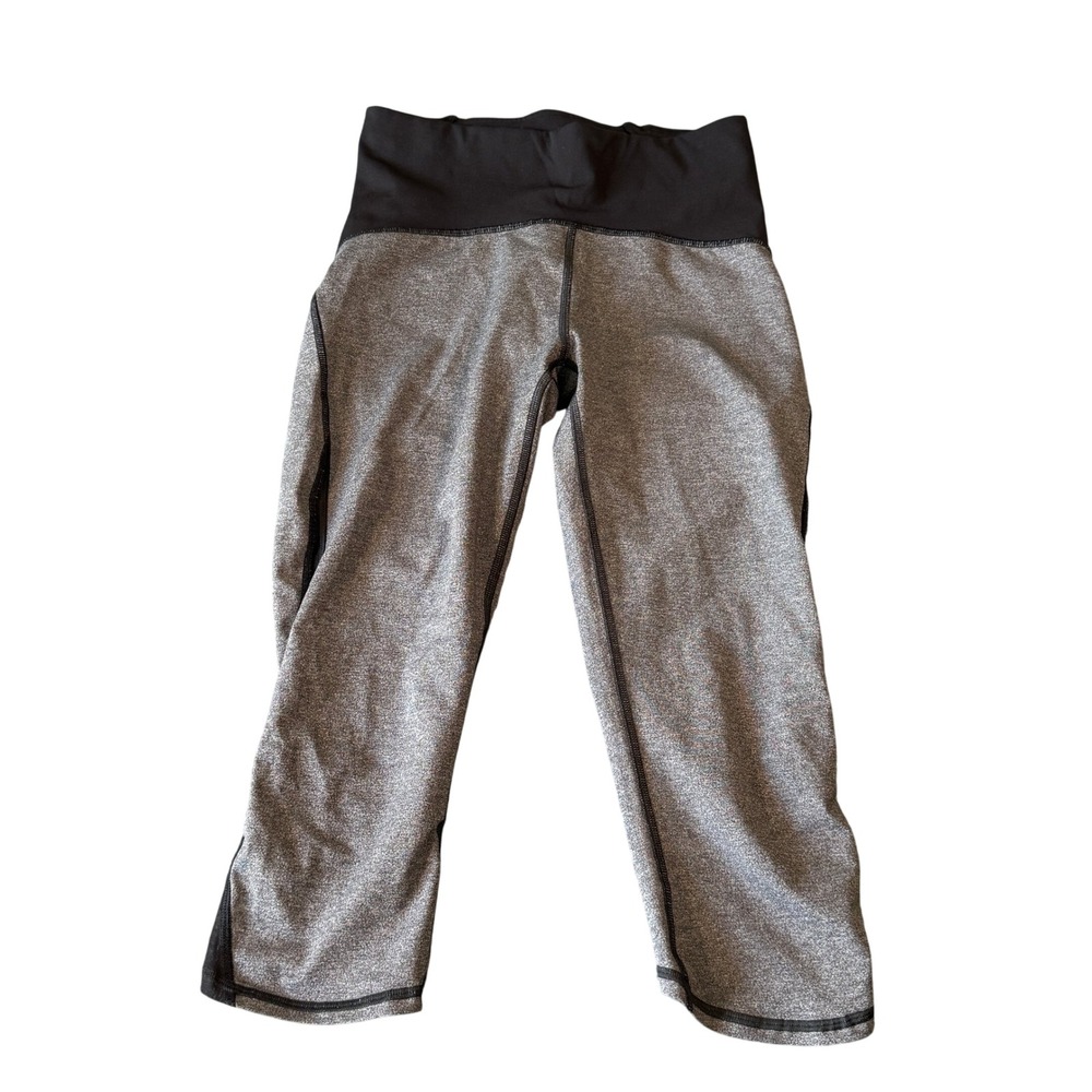 Lululemon Heathered Gray Black Mesh Panel Crop Leggings‎ Size 6 W6AHVS